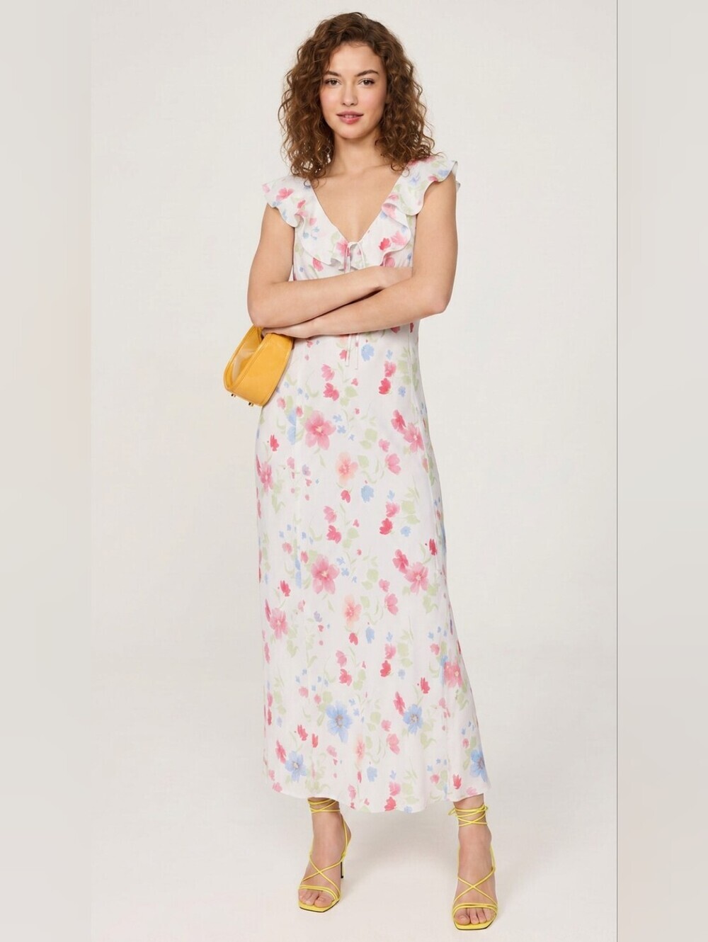 Old Navy White Maxi Dress with Pink Floral Print Bohemian Dressy Flowing Plus